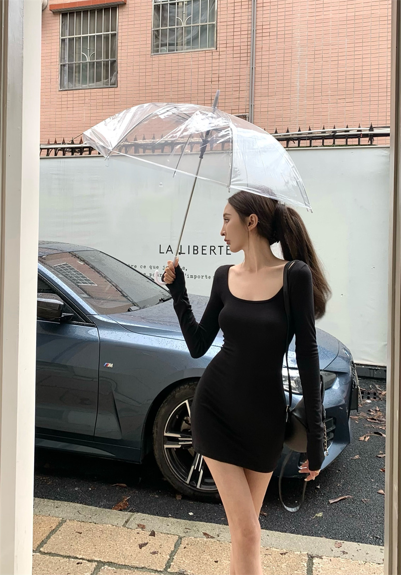 Photographed American Retro Hot Girl Slimming T-Shirt Dress
