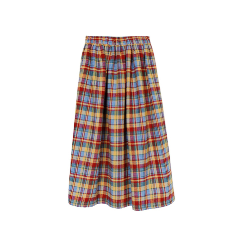 Xinbangbang homemade New Year rainbow color plaid skirt 2024 new style retro college style high waist mid-length style