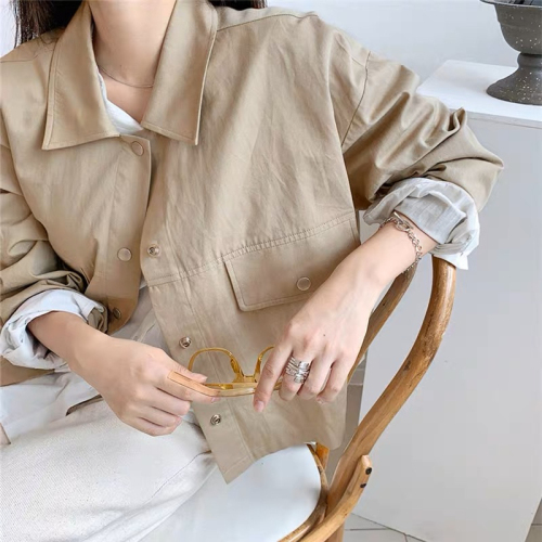 Autumn Harajuku Hong Kong style retro chic design niche casual workwear jacket top short coat women ins trend