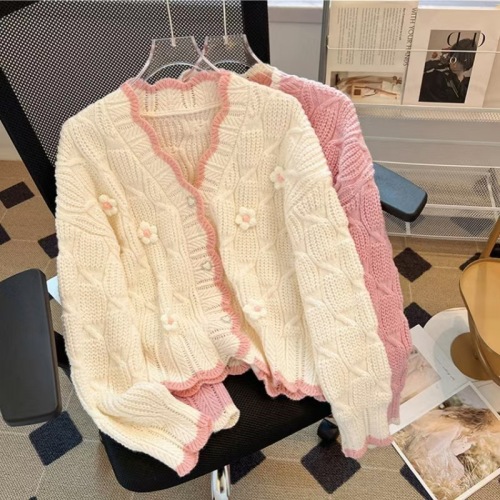 Gentle wind soft waxy cardigan sweater jacket