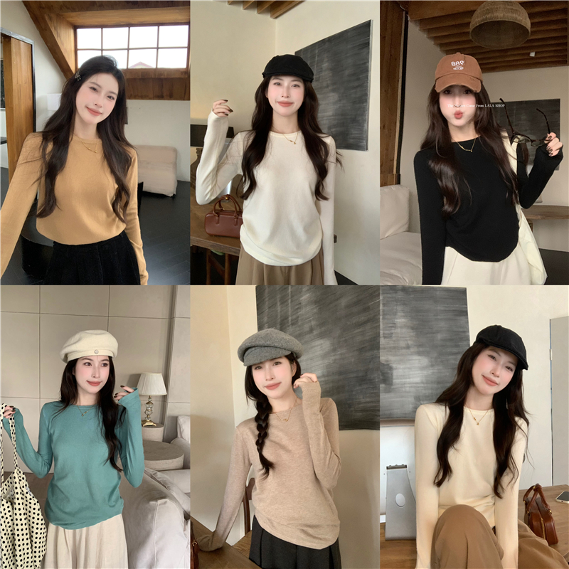Photographed New Autumn/Winter Korean Style Fashion Round Neck Long Sleeve Design Focused Unique Knit Top