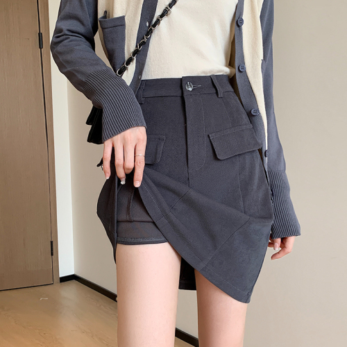 Actual shot of skirt, skirt, women's autumn and winter slim umbrella skirt, culottes, khaki a-line skirt, suit skirt, short skirt