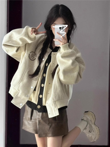 American baseball uniform jacket for women spring and autumn 2024 new early autumn small casual short jacket top