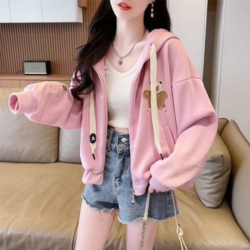 Real shot of imitation cotton Chinese cotton zipper jacket 2024 autumn new top cardigan jacket for women