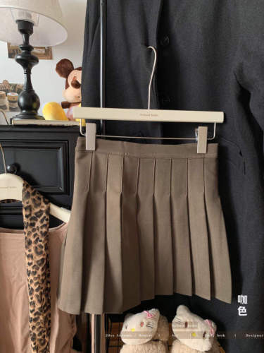 Actual shot of early autumn black pleated skirt for women, small A-line skirt, suit, high waist, JK short skirt, long skirt