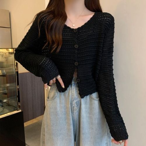 Blouse Hollow Knitwear Thin Sun Protection Cardigan Small Jacket Women's Summer Design Niche Short Outer Top