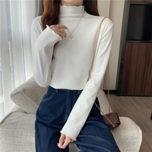 Real shot double-sided German velvet warm autumn and winter half turtleneck Korean version 2024 new bottoming shirt top for women