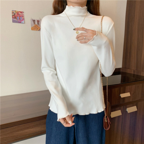 Real shot double-sided German velvet warm autumn and winter half turtleneck Korean version 2024 new bottoming shirt top for women