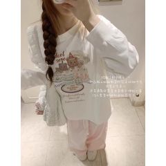 Pure cotton personalized printed long-sleeved T-shirt for women, white contrasting color, simple inner layer, high-end bottoming top