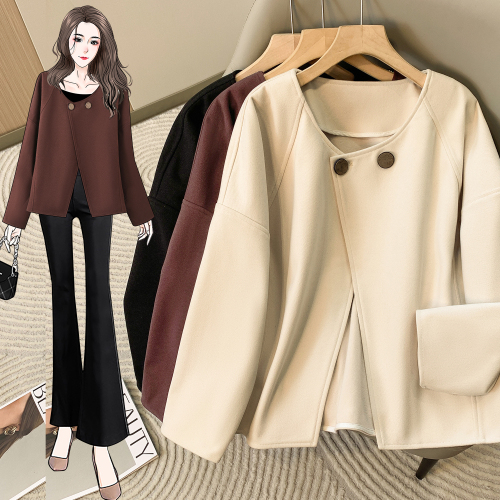 66330 real shot small fragrant style coat for women autumn and winter short thickened woolen small high-end coat coat