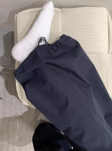 American Retro Navy Blue High-Waisted Loose Wide-Leg Straight Leg Casual Pants for Women in Harajuku Style