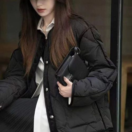 Women's winter short Korean version of cotton coat, loose rhombus style small fragrant cotton coat, fashionable Japanese sweet cotton jacket, light coat