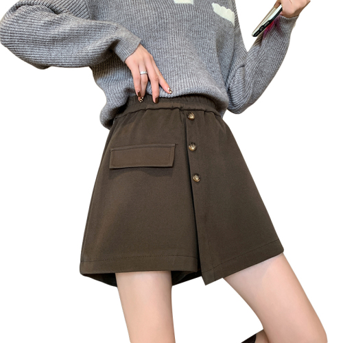 Real shot of woolen culottes and culottes for women in autumn and winter, fake two-piece shorts and short skirts, autumn woolen large size skirts