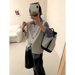 Retro Linen Knitted Vest Cardigan Women's 2024 New Relaxed Sleeveless Top Vest Jacket Top