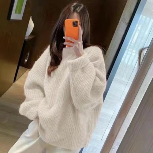 Korean lazy style pink loose pullover first love pink sweater for women in autumn and winter style cashmere