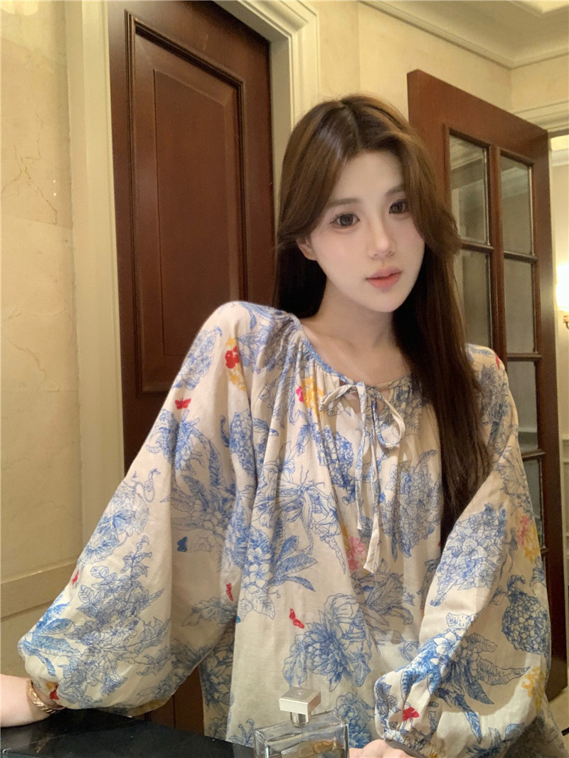 Photographed Korean-style soft cotton double gauze loose and simple skin-friendly breathable autumn and winter national style casual home wear set