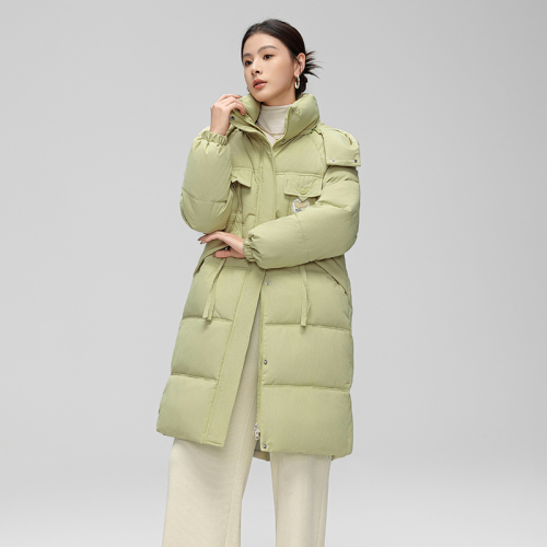 Actual shot of avocado down cotton coat Korean style plus size 2024 winter new style mid-length large pocket hooded loose