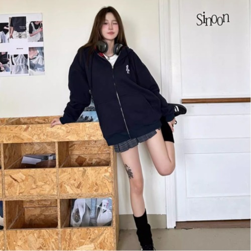 Imitation cotton composite velvet 2024 autumn and winter new style plaid plus velvet thickened hooded cardigan sweatshirt jacket for women