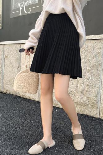 Real shot of loose large size fat sister skirt winter Korean style high waist hip skirt women's wool short skirt one step skirt