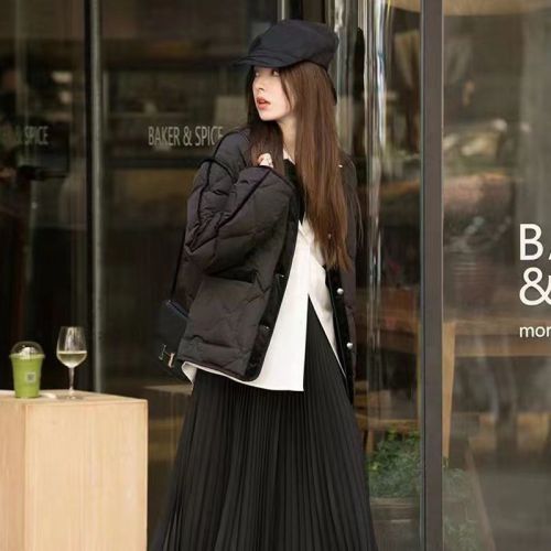 Women's winter short Korean version of cotton coat, loose rhombus style small fragrant cotton coat, fashionable Japanese sweet cotton jacket, light coat