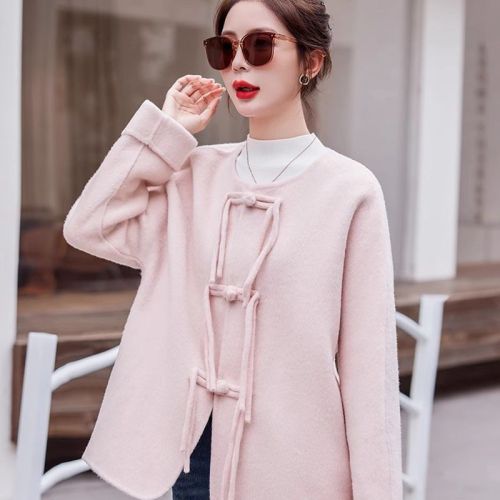 Retro New Chinese Style National Style Coat High-End Double-sided Cashmere Coat Women's 2024 New Autumn and Winter Plate Button Woolen Coat