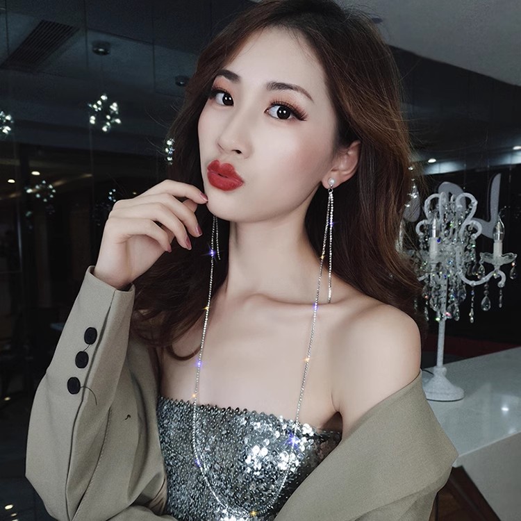 耳環女韓國氣質長款簡約超仙耳線流蘇網紅耳墜個性百搭耳飾女