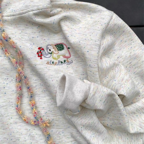 Real shot colorful dot embroidery hooded sweatshirt for women spring and autumn new style small design niche loose lazy style top