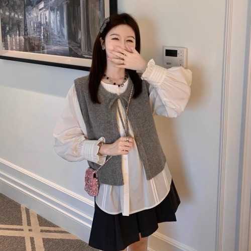 Yang Yang YANGRUOYU Michael Duo soft girl short woolen vest cardigan sweater round neck vest jacket for women