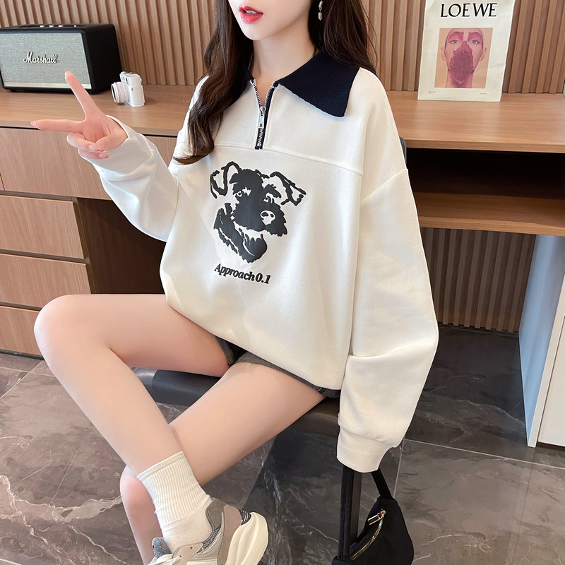First real shot of 320g imitation Chinese cotton composite hooded sweatshirt for women with letters, western-style tops and jackets, trendy and thin