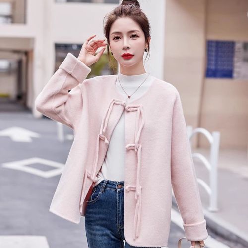 Retro New Chinese Style National Style Coat High-End Double-sided Cashmere Coat Women's 2024 New Autumn and Winter Plate Button Woolen Coat