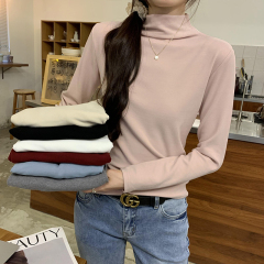Actual pictures of skin-friendly basic long-sleeved inner layered shirt for women autumn 2024 new solid color slim fit T-shirt