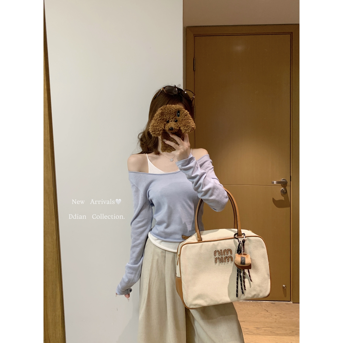 Real shot of autumn and winter Korean style round neck contrast color pure desire gentle fake two-piece 6 wool knitted bottoming long-sleeved top