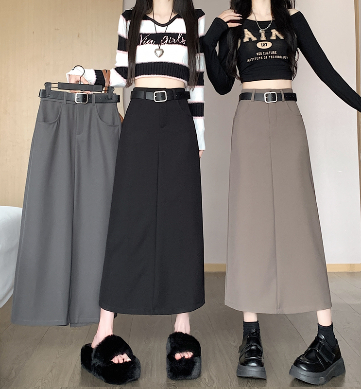 Autumn and winter new slimming skirt versatile high waist mid-length skirt for girls