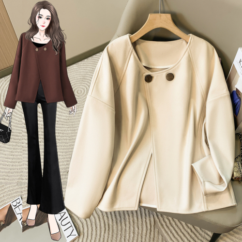 66330 real shot small fragrant style coat for women autumn and winter short thickened woolen small high-end coat coat