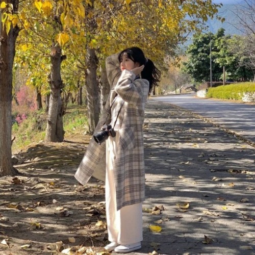 Woolen coat women's woolen coat Hepburn style 2024 new autumn and winter forest style thickened small Korean style winter