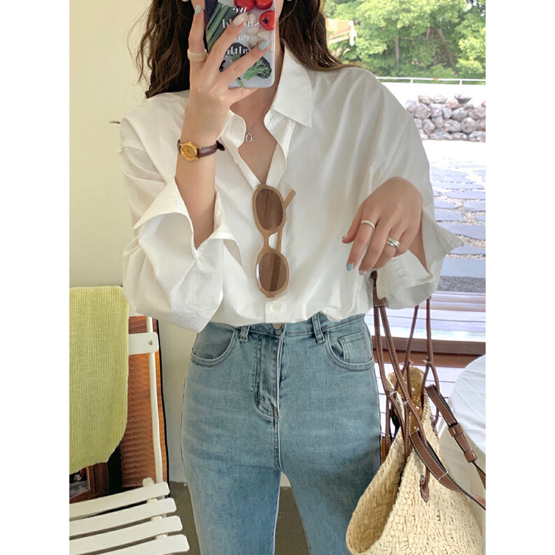 Pink cotton shirt jacket women's spring and autumn design niche French chic long-sleeved shirt spring top