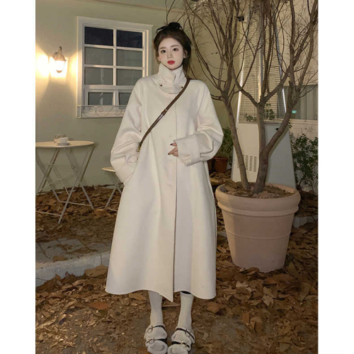 Woolen coat women's mid-length autumn and winter new popular Hepburn style Korean style loose thickened woolen coat