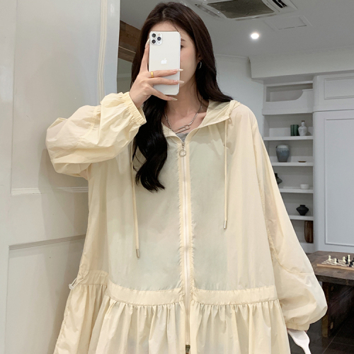 Breast-type loose and thin ice silk sun protection clothing for women in autumn with a small fragrance and personalized hooded cardigan jacket