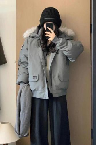 Down jacket for women 2024 winter new couple workwear jacket thickened jacket Hong Kong style design cotton jacket