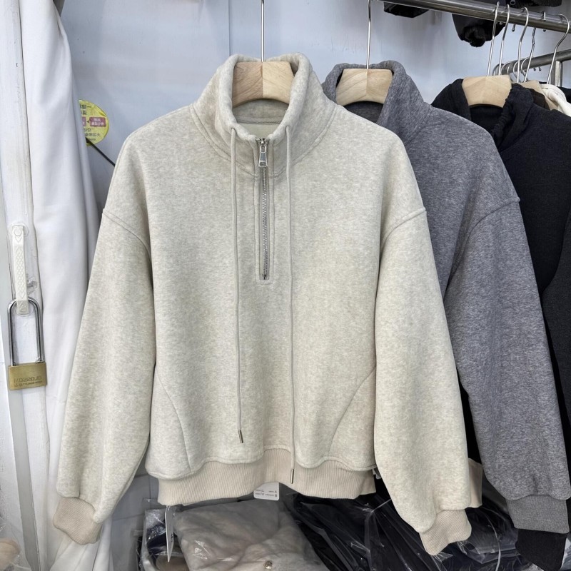 Oversize sweatshirt women's pullover autumn new Korean style loose stand-up collar half zipper design top