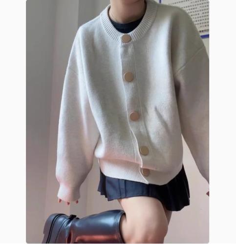 Autumn new style lazy style long-sleeved cardigan sweater loose top sweater jacket women's clothing