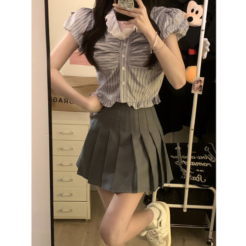 Real shot!  2024 Pleated Skirt Women's Skirt High Waist Slim Umbrella Skirt New Style A-Line Skirt