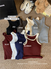 實拍~秋冬新款磨毛保暖背心辣妹工字背無袖打底衣帶胸墊