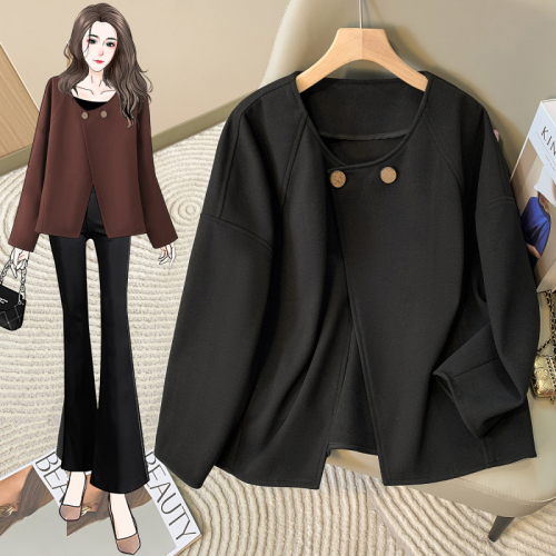 66330 real shot small fragrant style coat for women autumn and winter short thickened woolen small high-end coat coat