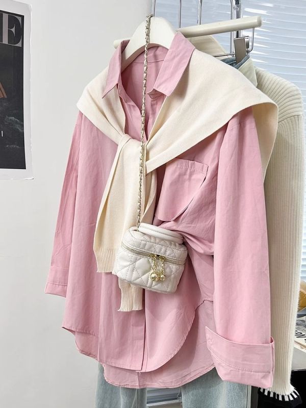 French shawl two-piece shirt jacket women's autumn high-end shirt casual loose layered long-sleeved top