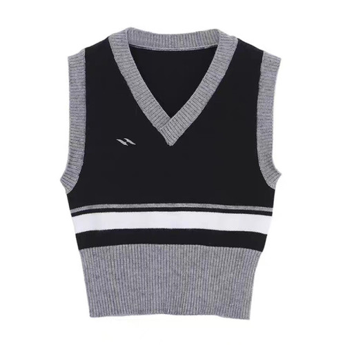 Sweater women's new college style short tight top layered vest vest sweater