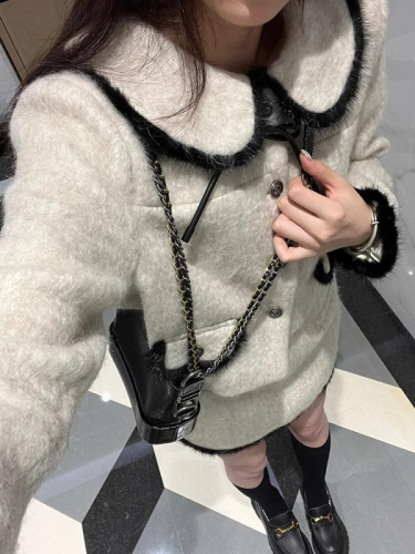 Light luxury small fragrance suit French noble high-end woolen coat for women gentle retro style daughter casual skirt