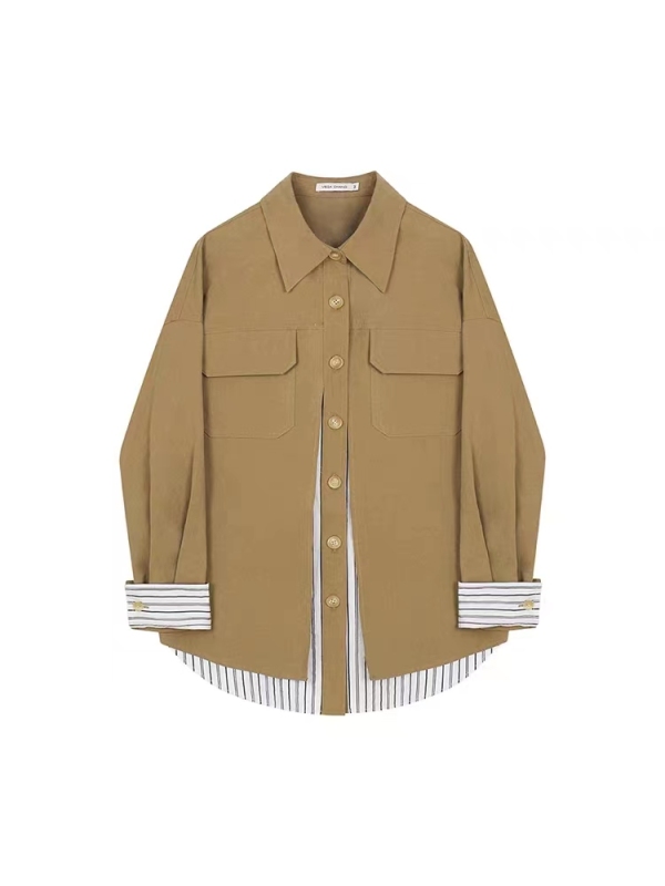 Fake two-piece jacket for women in autumn new design loose and slim work jacket top