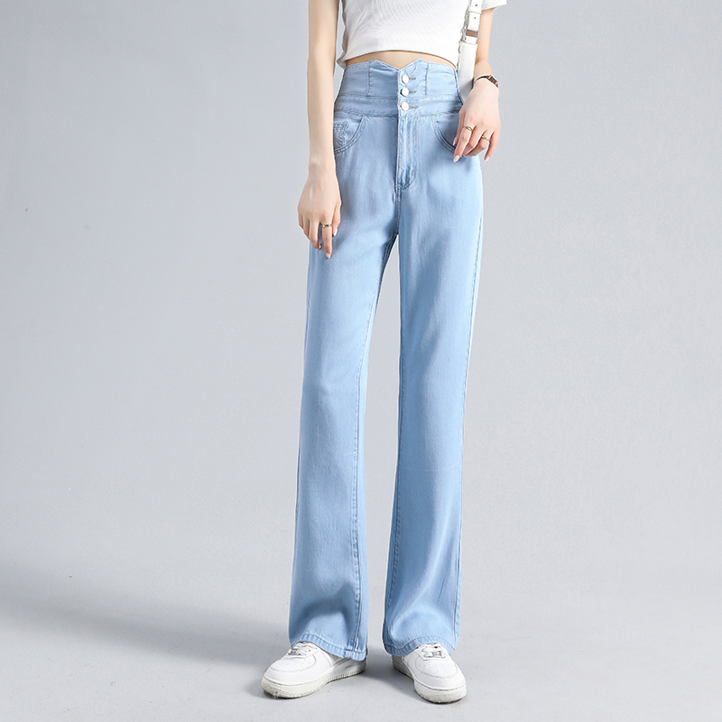 2024 True Tencel New Three-Breasted High-Waist Slimming, Lightweight, Breathable, Drapey Micro-flared Pants for Women