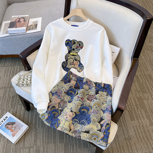 Plus size women's autumn clothing new fat girl wears western style casual sweatshirt skirt fashionable suit